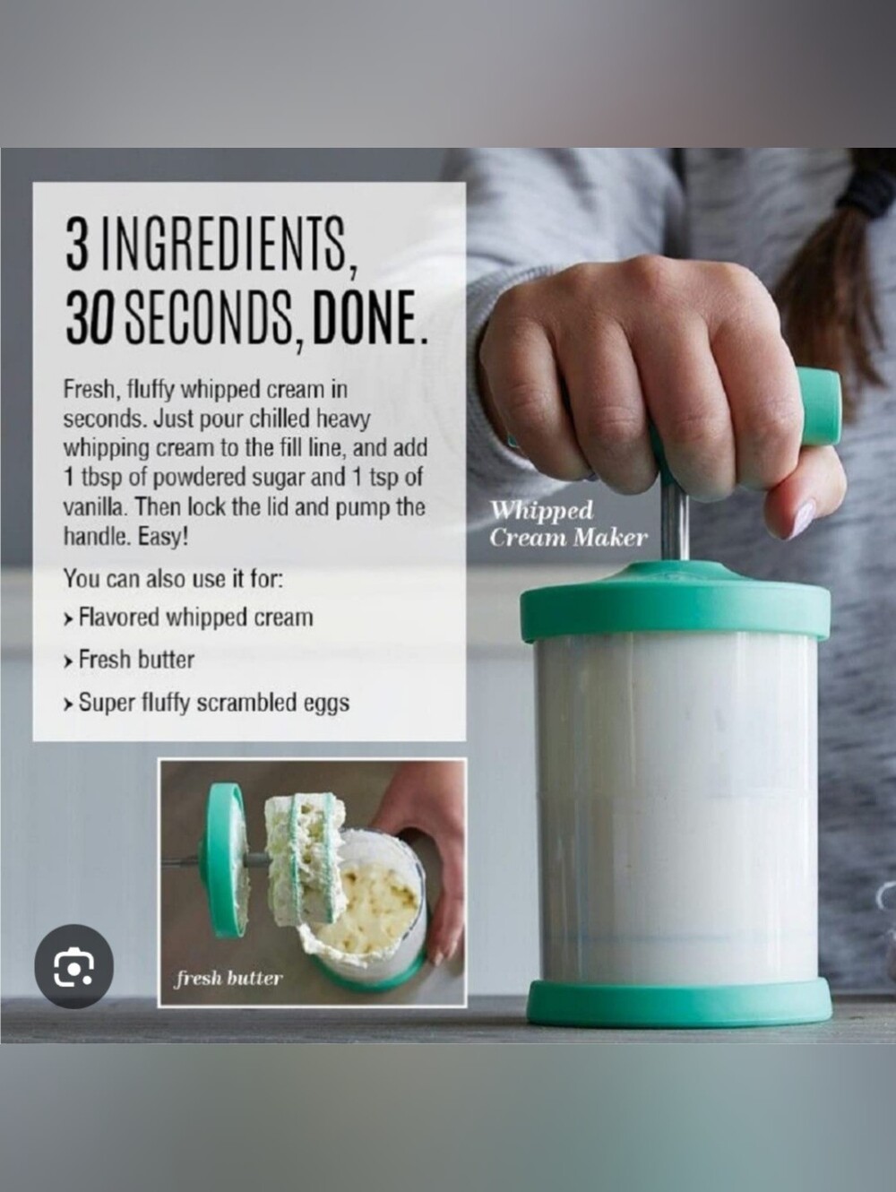 Pampered Chef Whipped Cream Maker